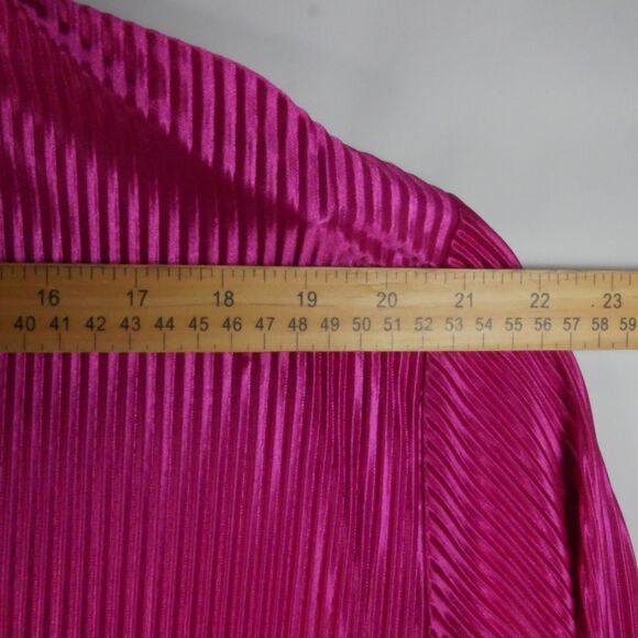 Truself Women Size XL Pink Ribbed Long Sleeve Blouse Button Up Polyester - Picture 8 of 12